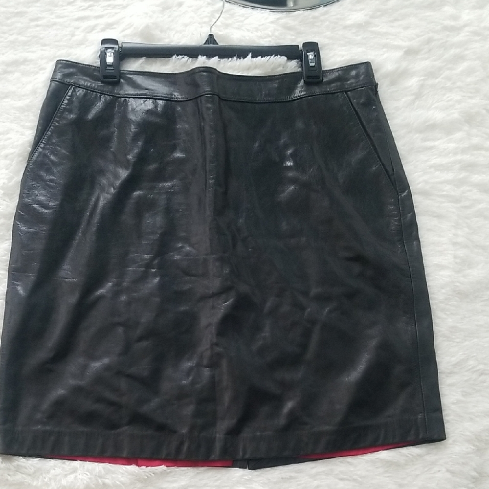 Tommy Hilfiger Black Leather Pencil Skirt